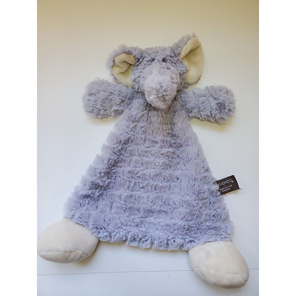 Demdaco‎ Elephant Lovey securitty Blanket Gray Soft With Rattle 11" Baby Plush